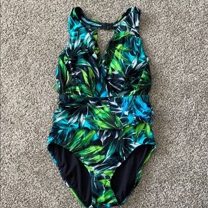 Aqua Green, Target, palm swimsuit, size M